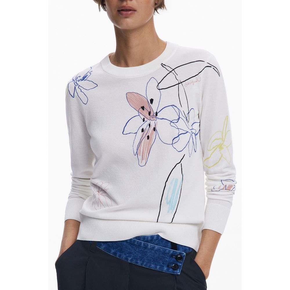 White Viscose Women Sweater