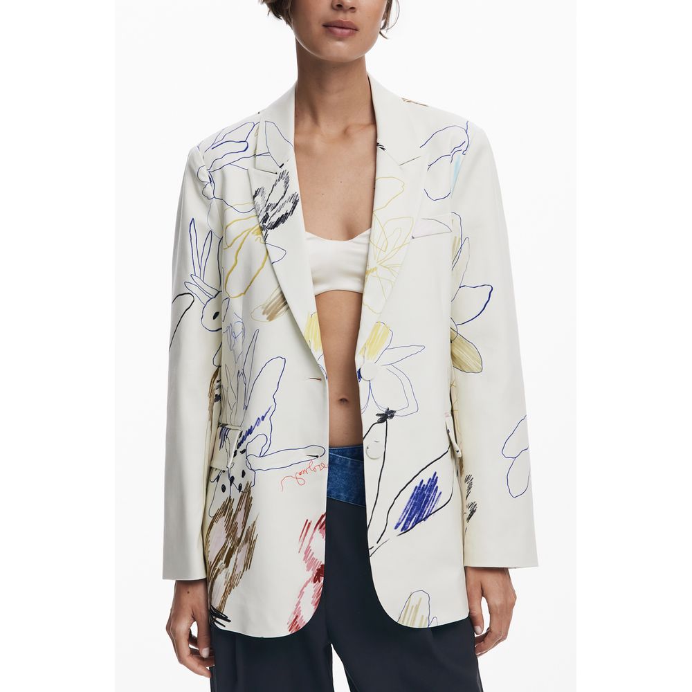 White Polyester Women Jacket