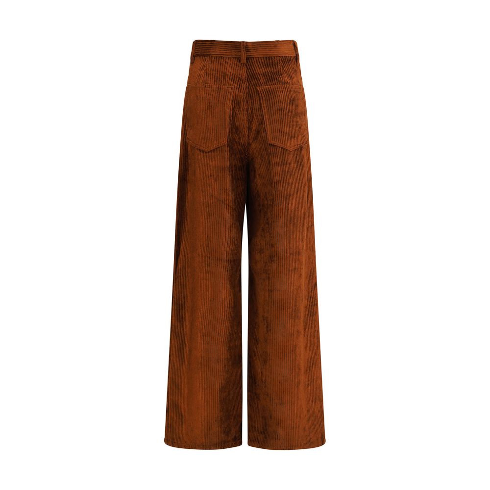 Brown Cotton Casual Pants