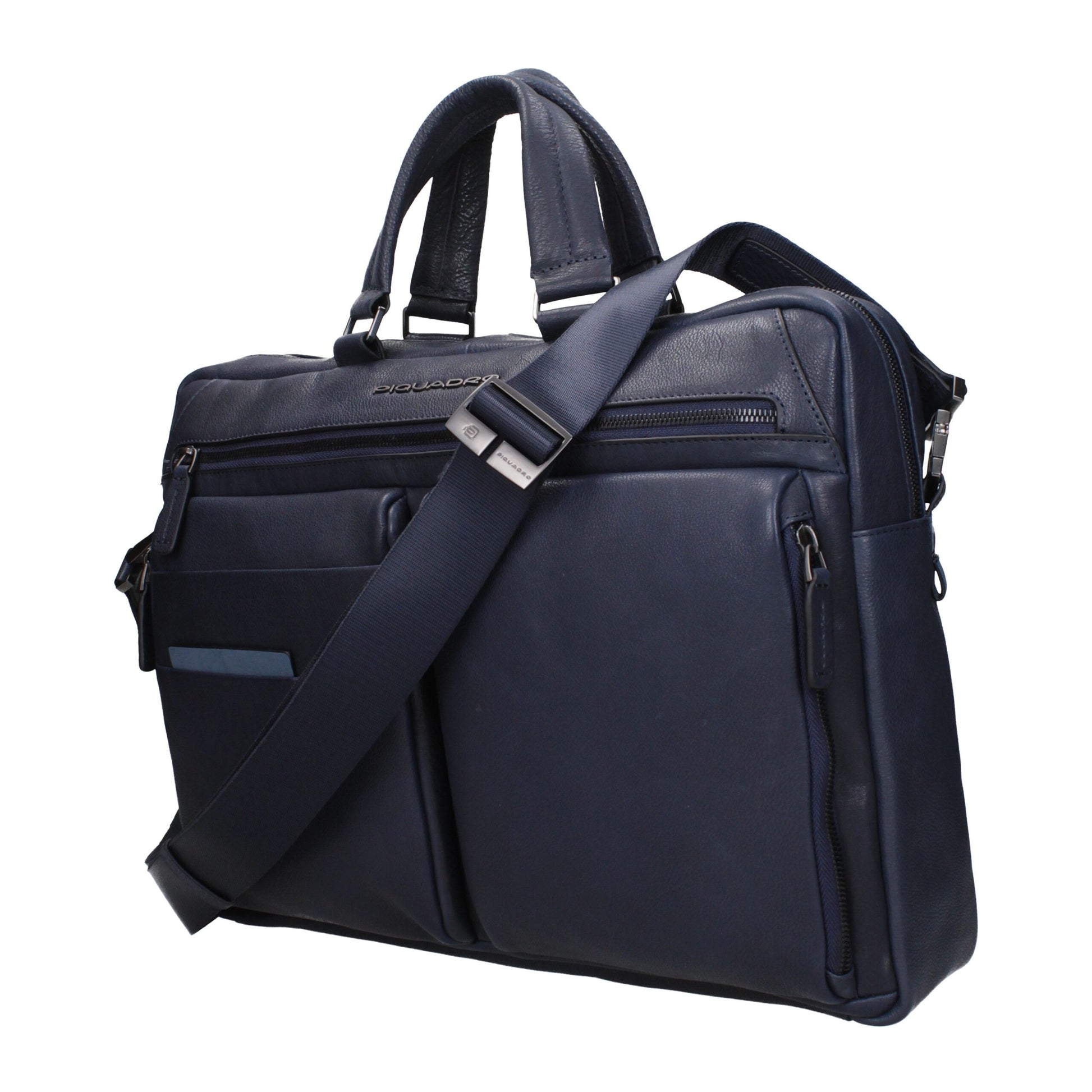 Blue Leather Business And Laptop Bag