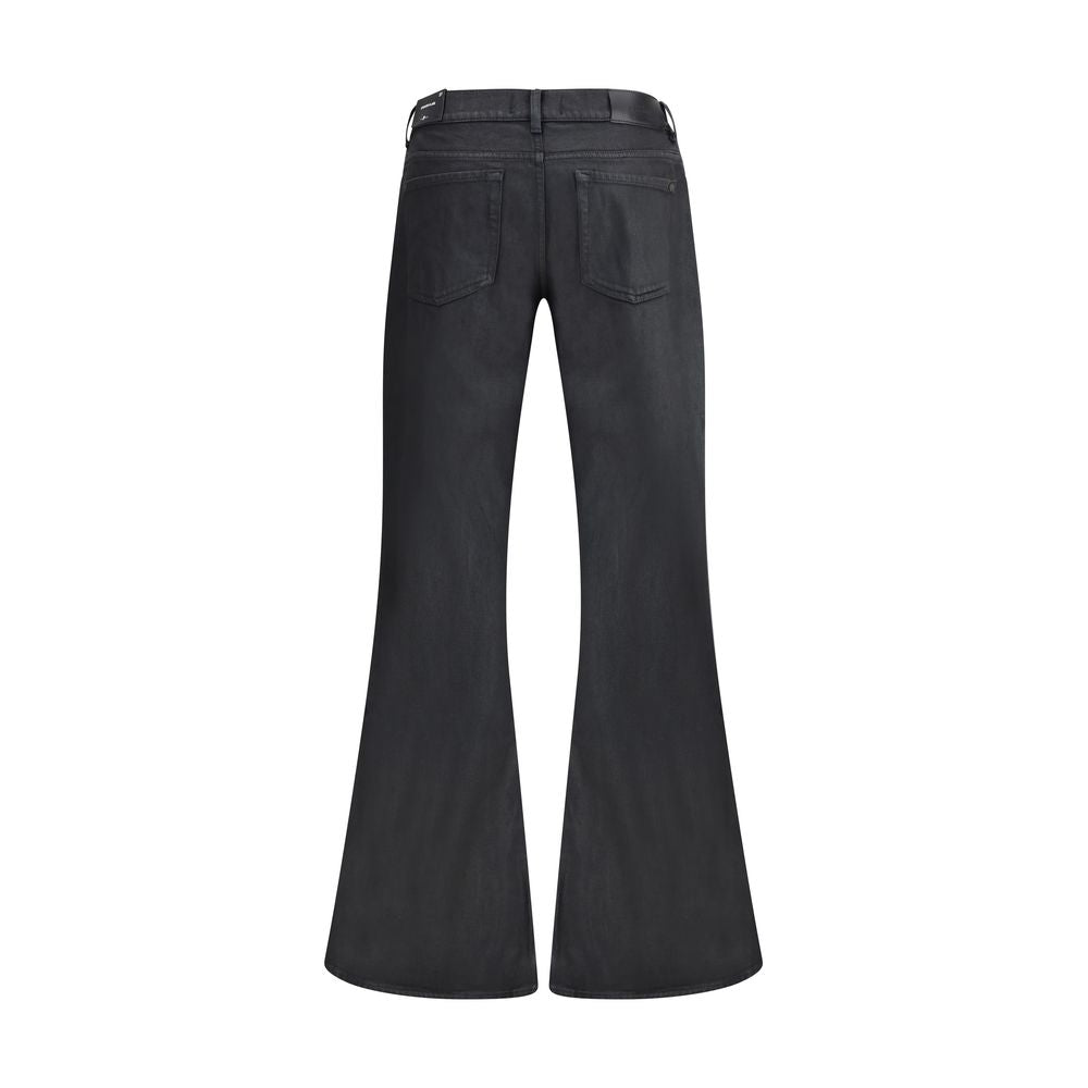 Black Cotton Flared Jeans