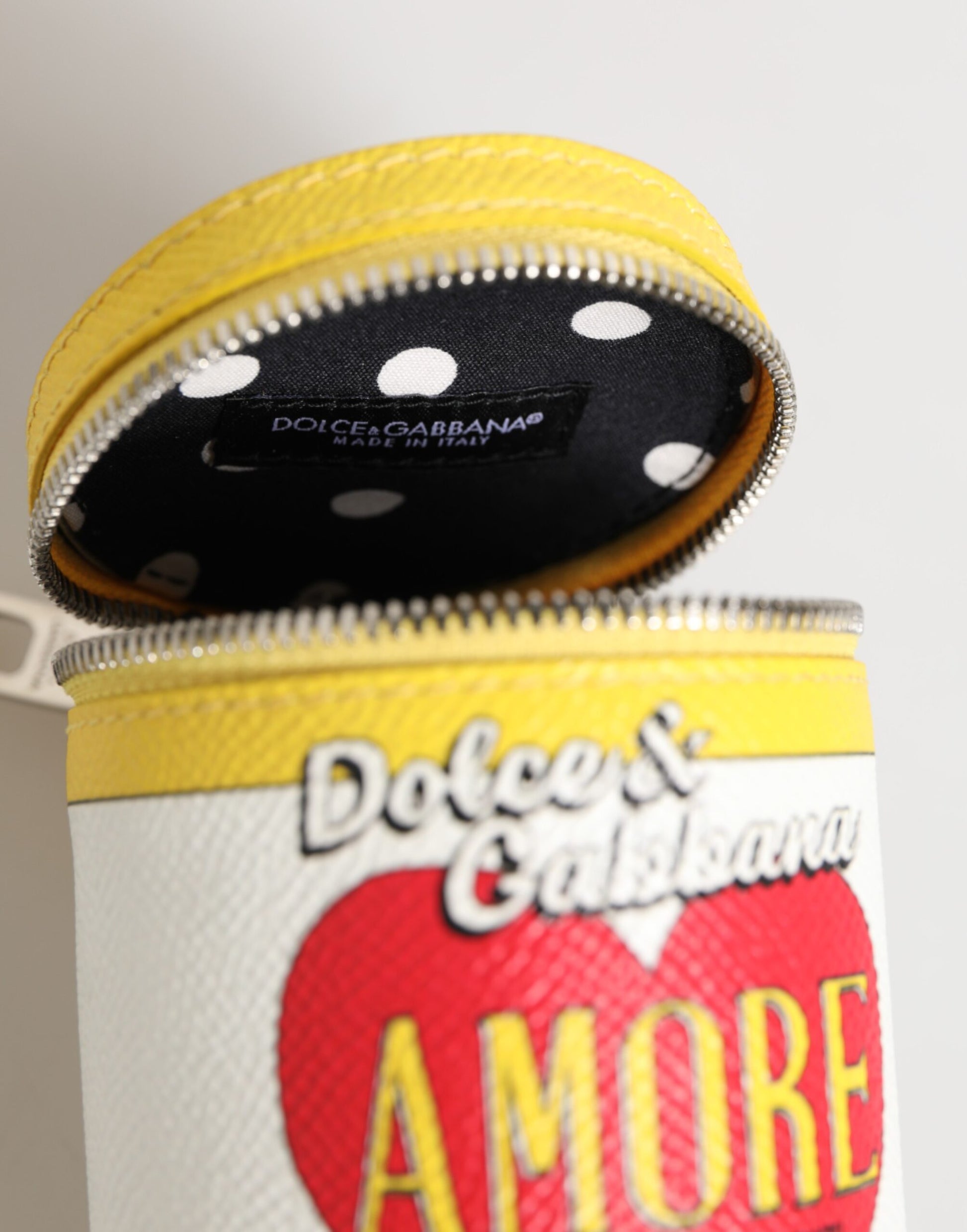 Amore Leather Yellow Bag Charm Coin Case Keychain Keyring