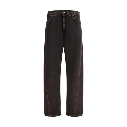 Black Cotton Straight-Leg Jeans