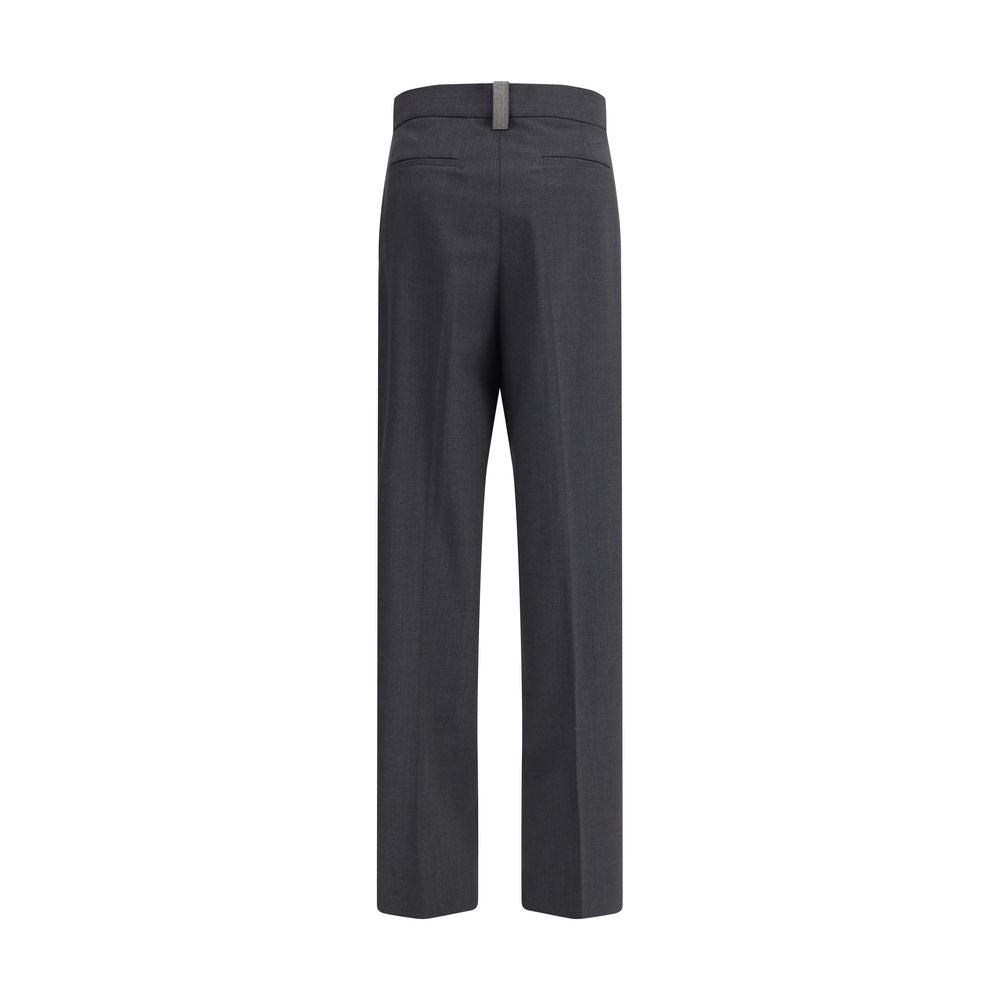 Gray Fleece Wool Casual Pants