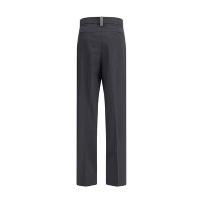 Gray Fleece Wool Casual Pants
