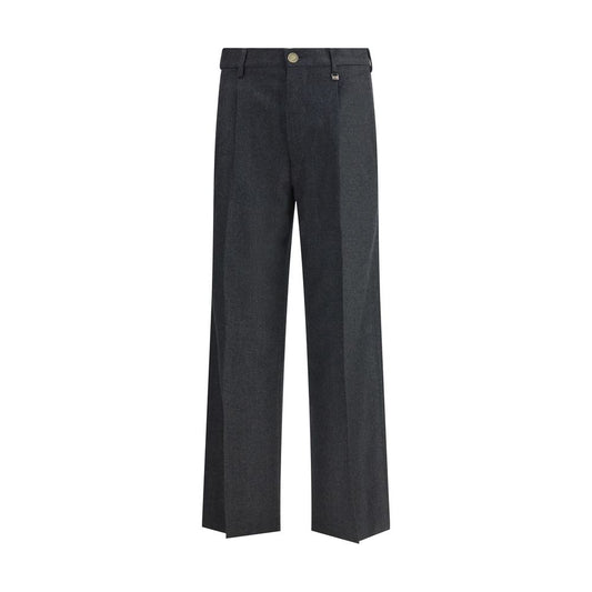 Gray Fleece Wool Casual Pants