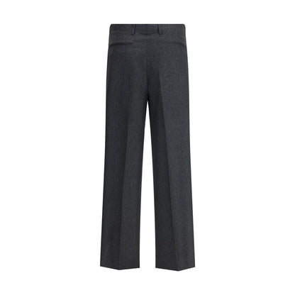 Gray Fleece Wool Casual Pants