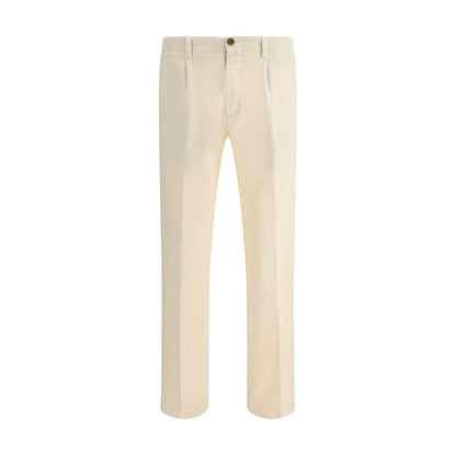 Cream Cotton Casual Pants