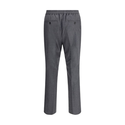 Gray Fleece Wool Casual Pants