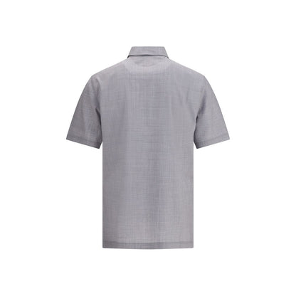 Gray Fleece Wool Polo Shirt