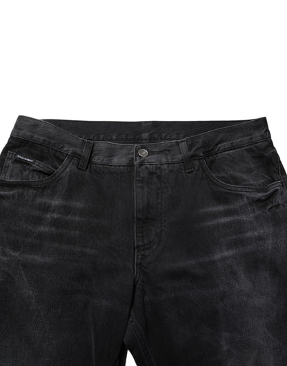 Black Washed Cotton Skinny Men Denim Jeans