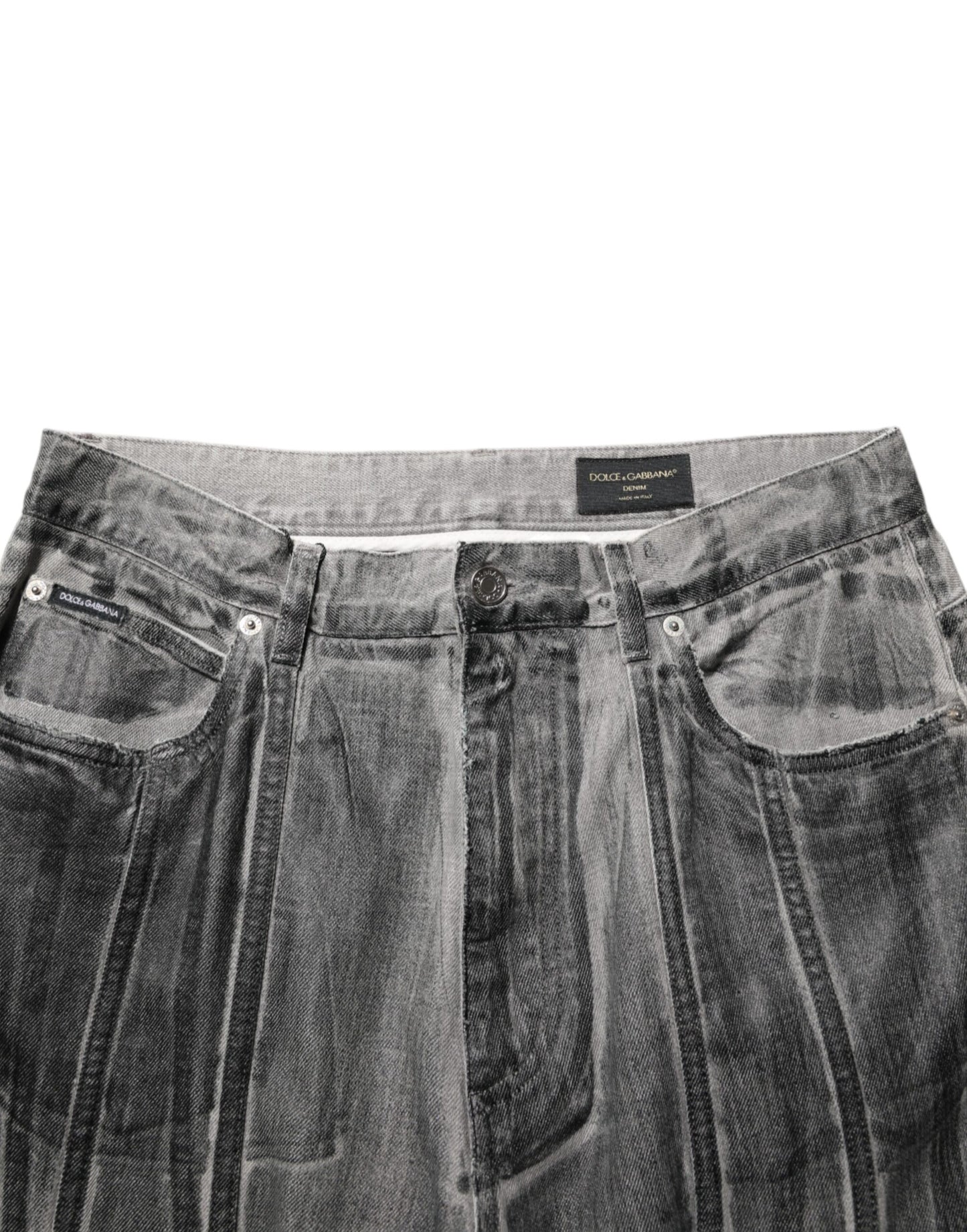 Black Grey Graphic Print Denim Pants Jeans
