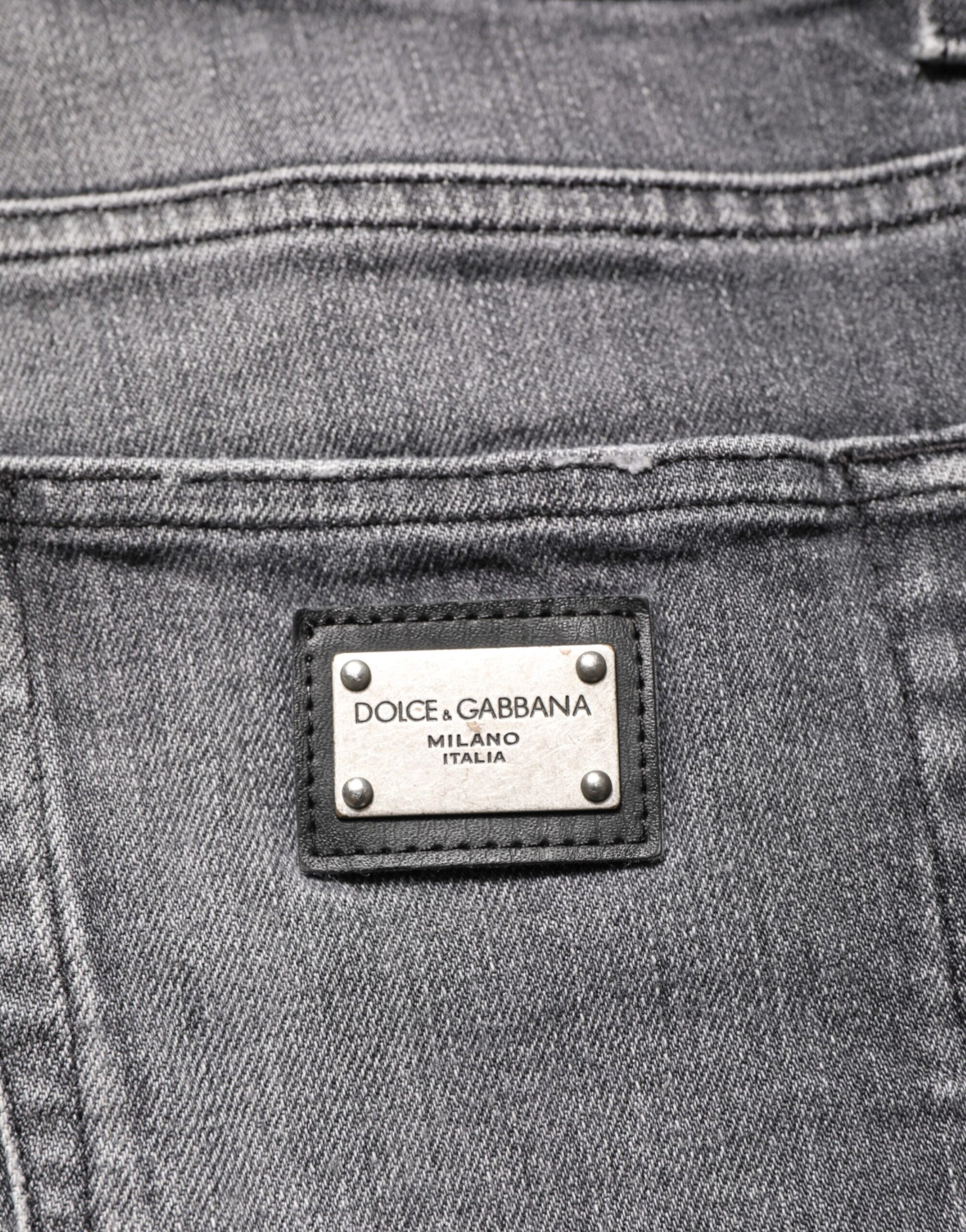 Grey Cotton Denim Slim Fit Distressed Pants Jeans