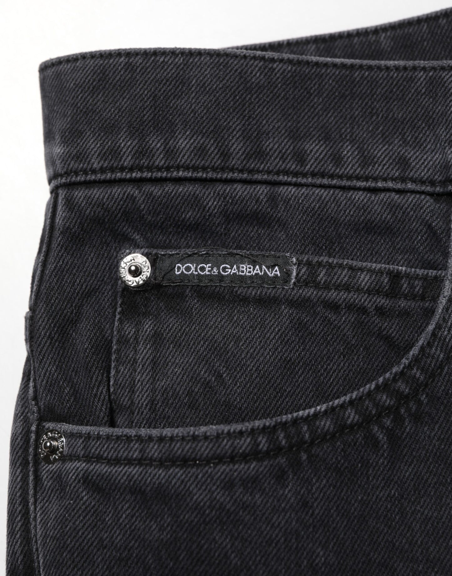 Black Cotton Logo Men Mid Waist Denim Jeans
