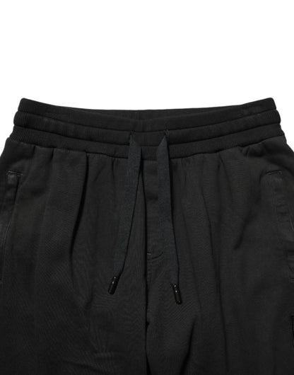 Black Cotton DG Logo Men Jogger Pants