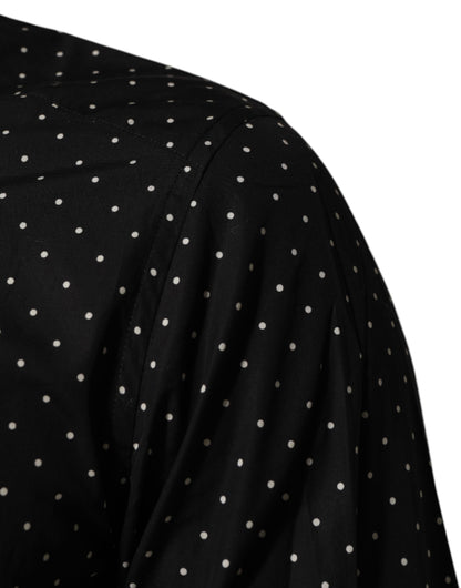Black Polka Dot Cotton GOLD Men Formal Dress Shirt