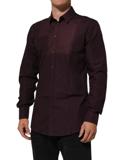 Maroon Cotton Collared GOLD Formal Dress Shirt
