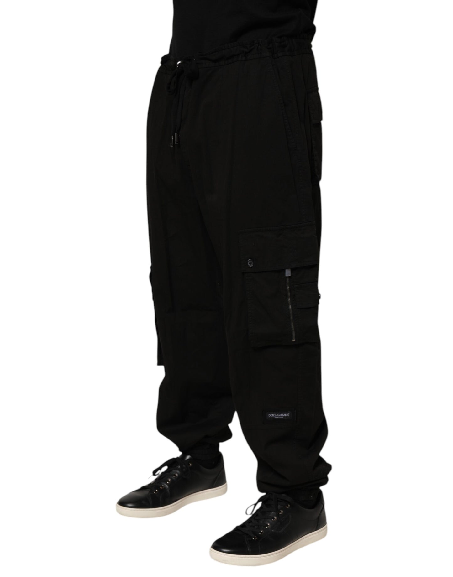 Black Cotton Cargo Jogger Sweatpants Pants