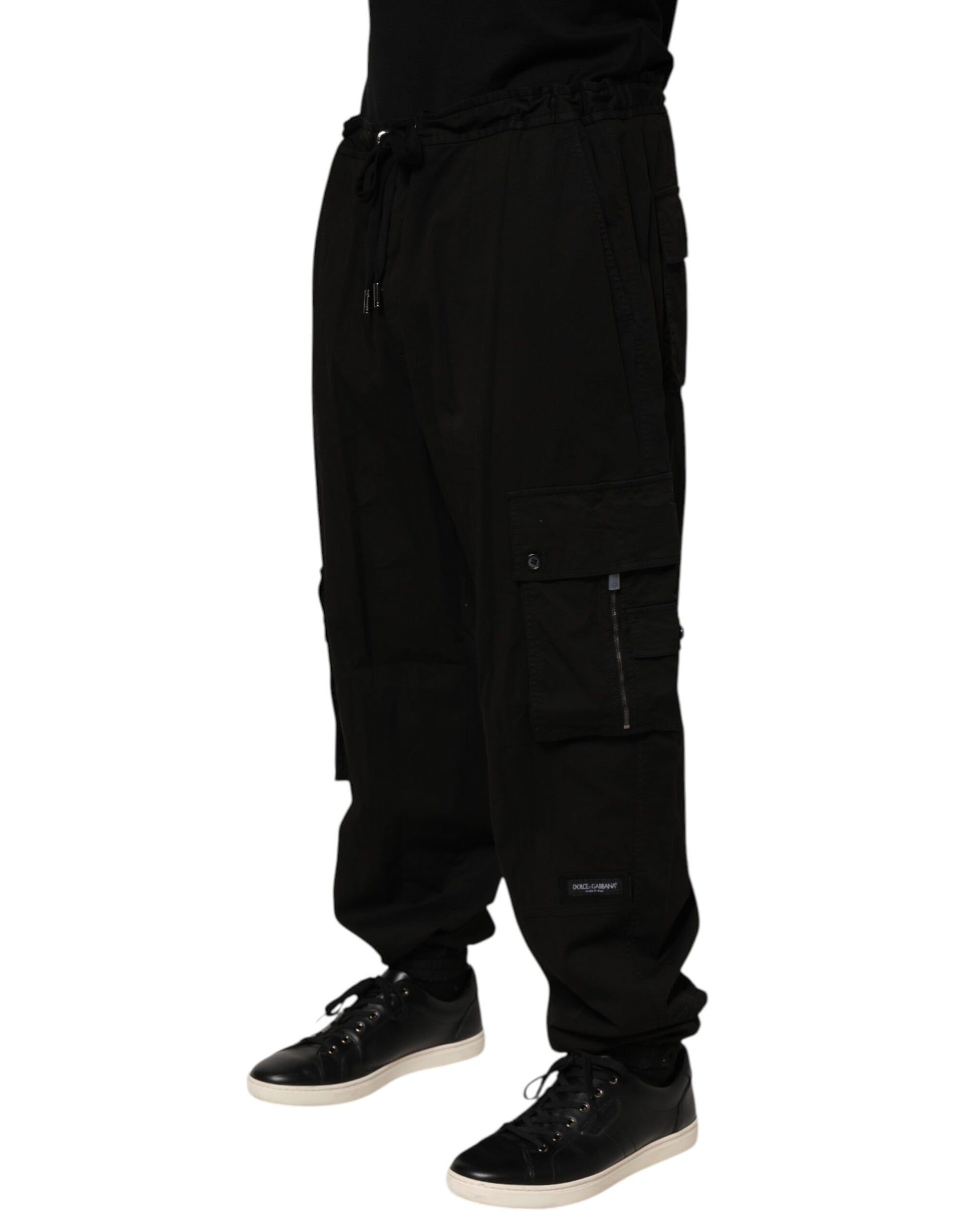 Black Cotton Cargo Jogger Sweatpants Pants