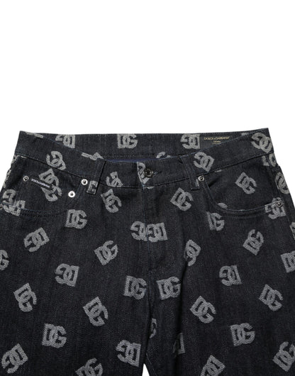 Black DG Monogram Cotton Skinny Denim Jeans