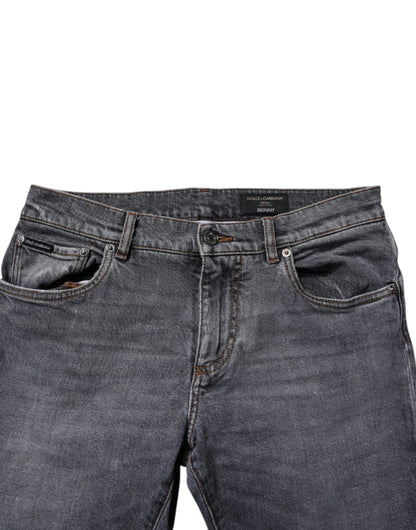 Dark Gray Cotton Stretch Skinny Denim Jeans