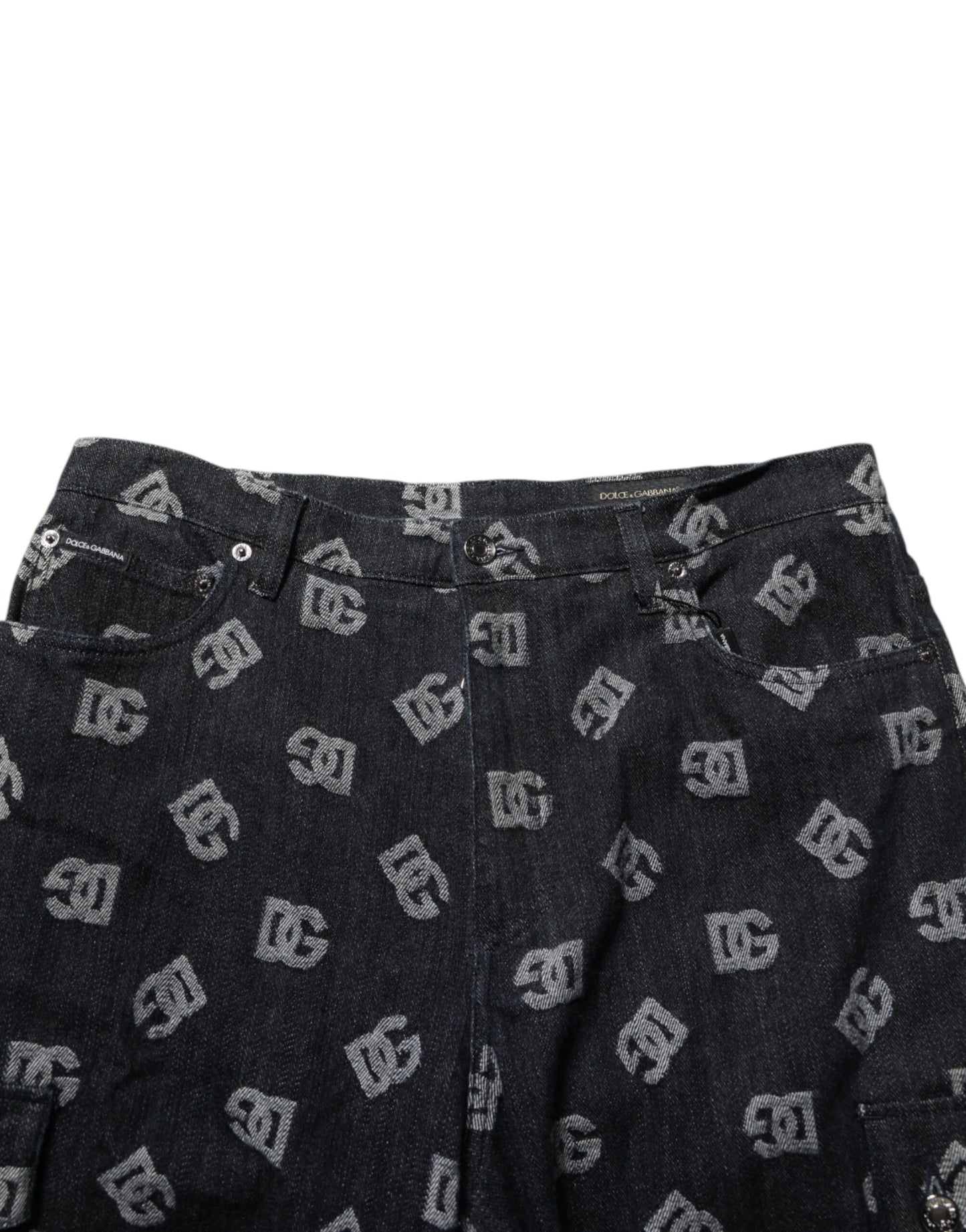 Black Monogram Denim Cargo Men Bermuda Short