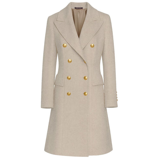 Beige Wool Women Coat