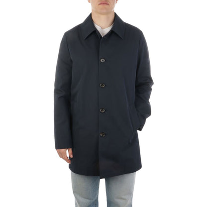 Blue Cotton Men's Trench Coat