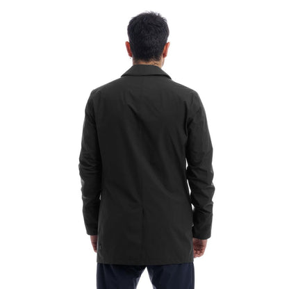 Black Polyester Men's Trench Coat