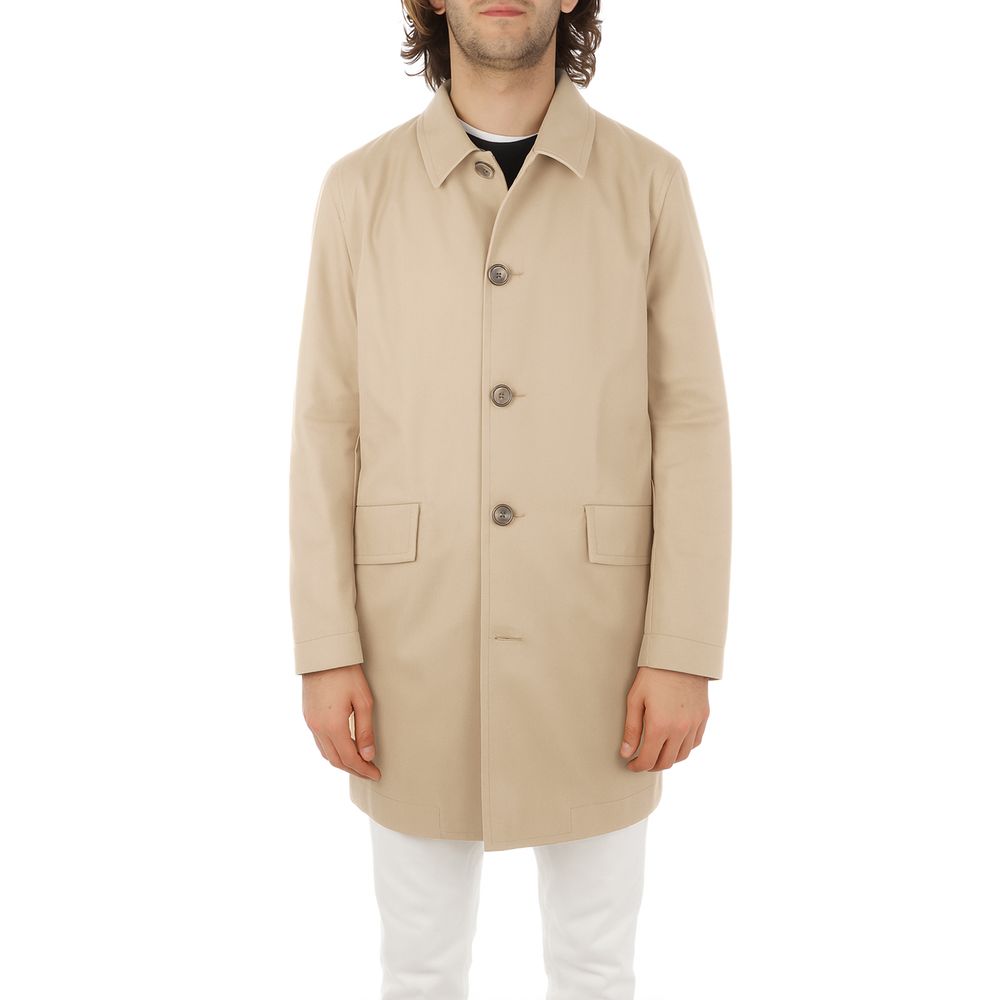 Beige Cotton Men Jacket