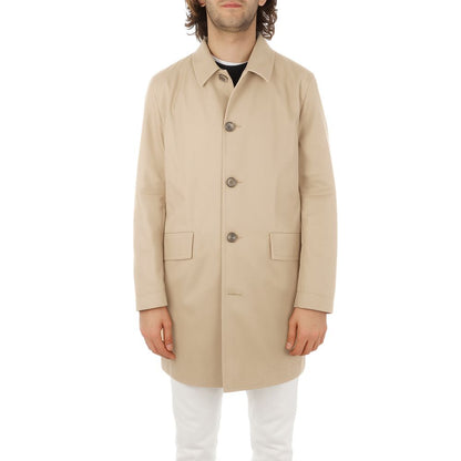 Beige Cotton Men Jacket