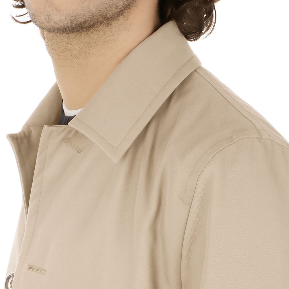 Beige Cotton Men Jacket
