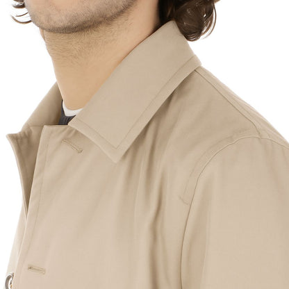 Beige Cotton Men Jacket
