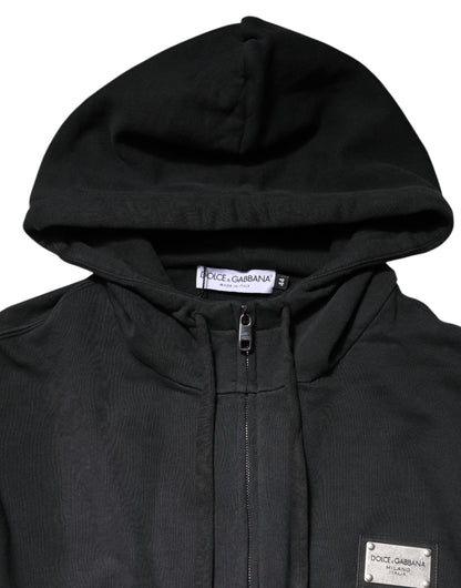Black Logo FullZip Hooded Sweatshirt Sweater