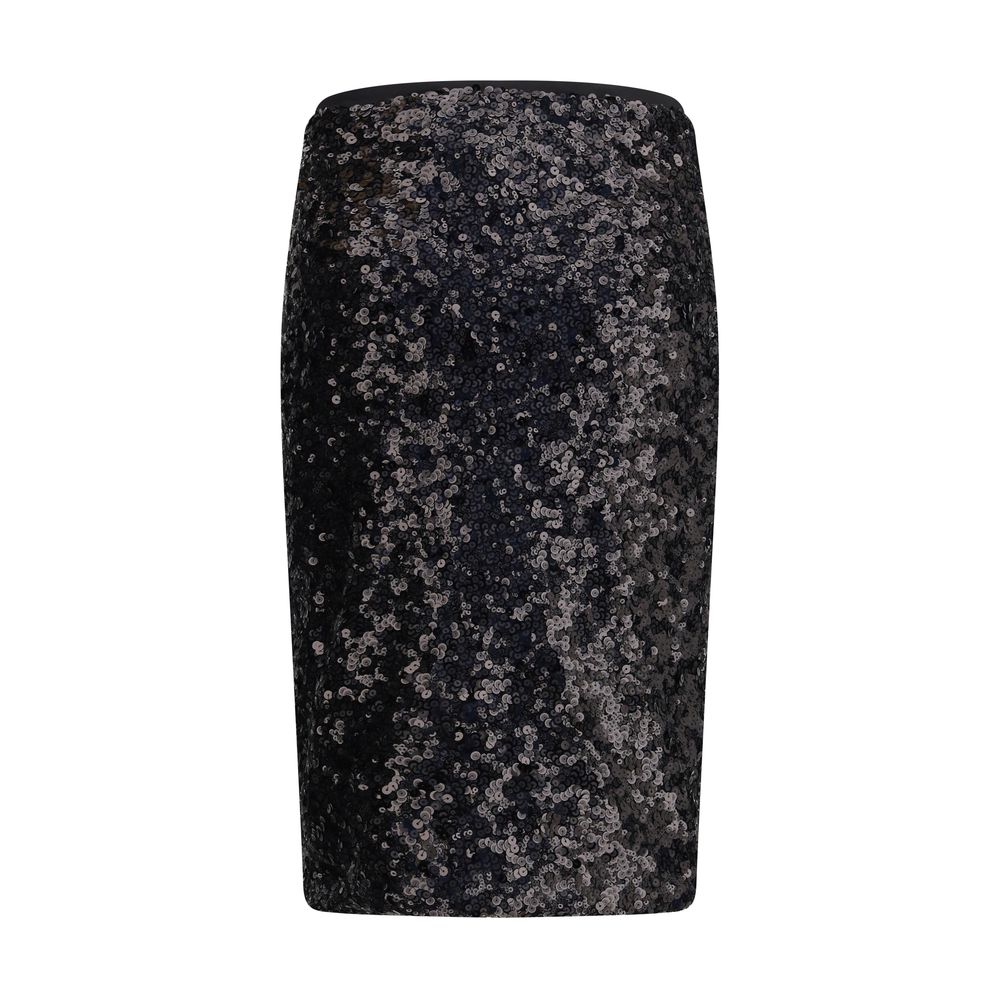 Black Polyester Midi Skirt