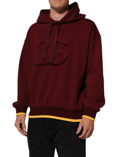 Maroon Embossed Logo Hooded Sweatshirt Sweater