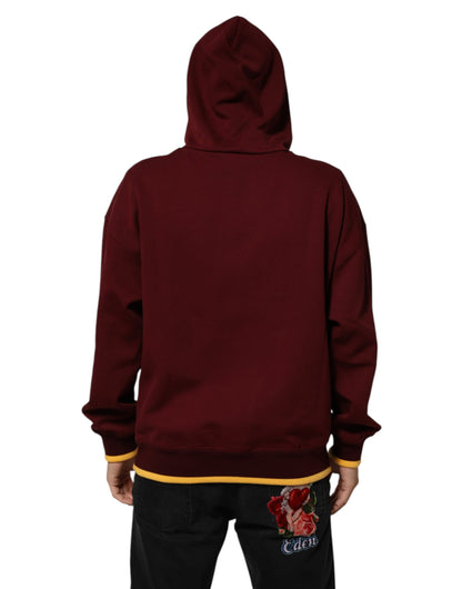 Maroon Embossed Logo Hooded Sweatshirt Sweater
