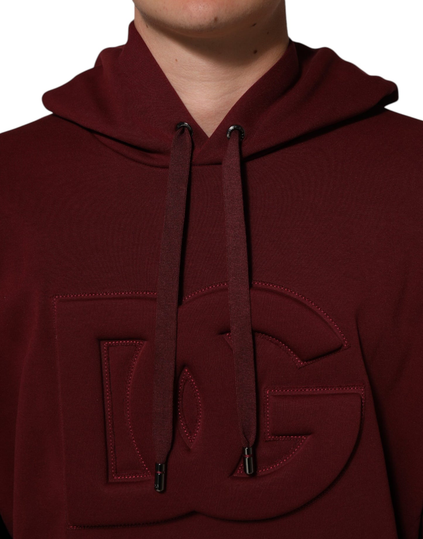 Maroon Embossed Logo Hooded Sweatshirt Sweater
