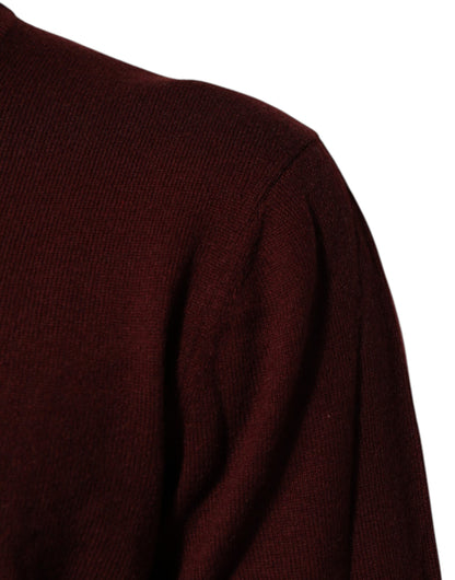 Maroon Cashmere Crew Neck Pullover Sweater