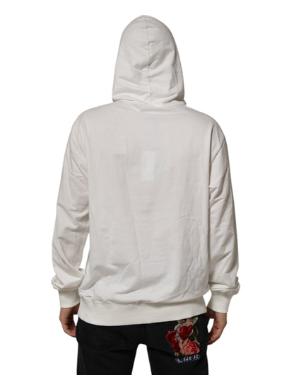 Off White Cotton Panda Hooded Sweatshirt Sweater