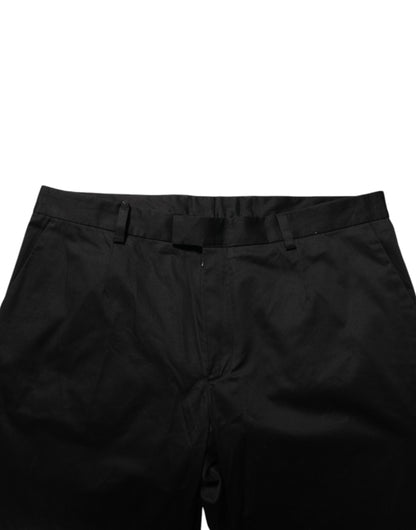 Black Cotton Stretch Casual Trouser Pants