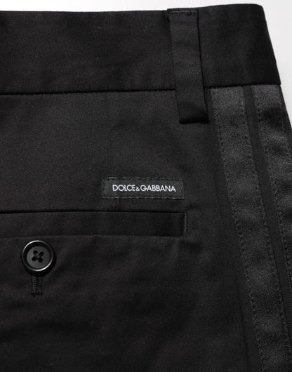 Black Cotton Stretch Casual Trouser Pants