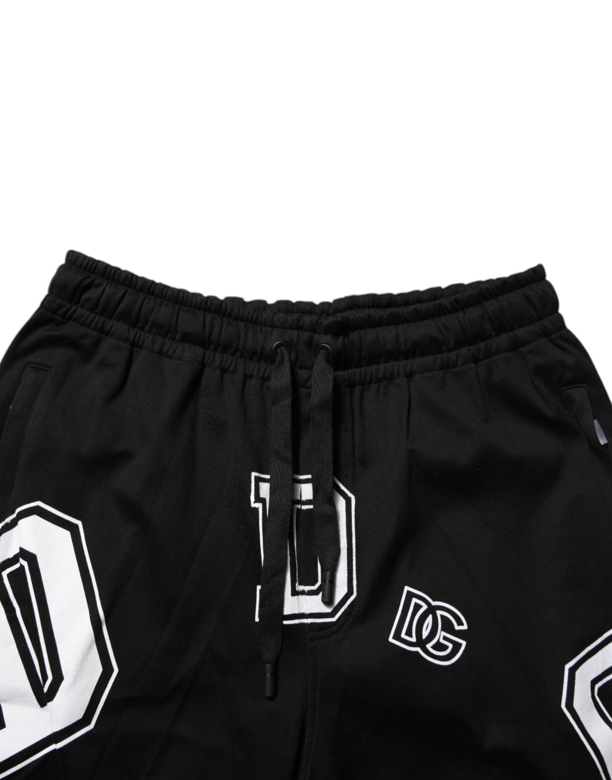 Black Logo Print Cotton Casual Bermuda Short