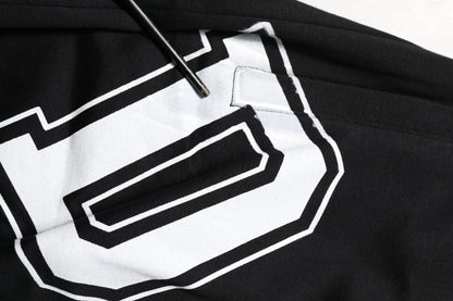 Black Logo Print Cotton Casual Bermuda Short