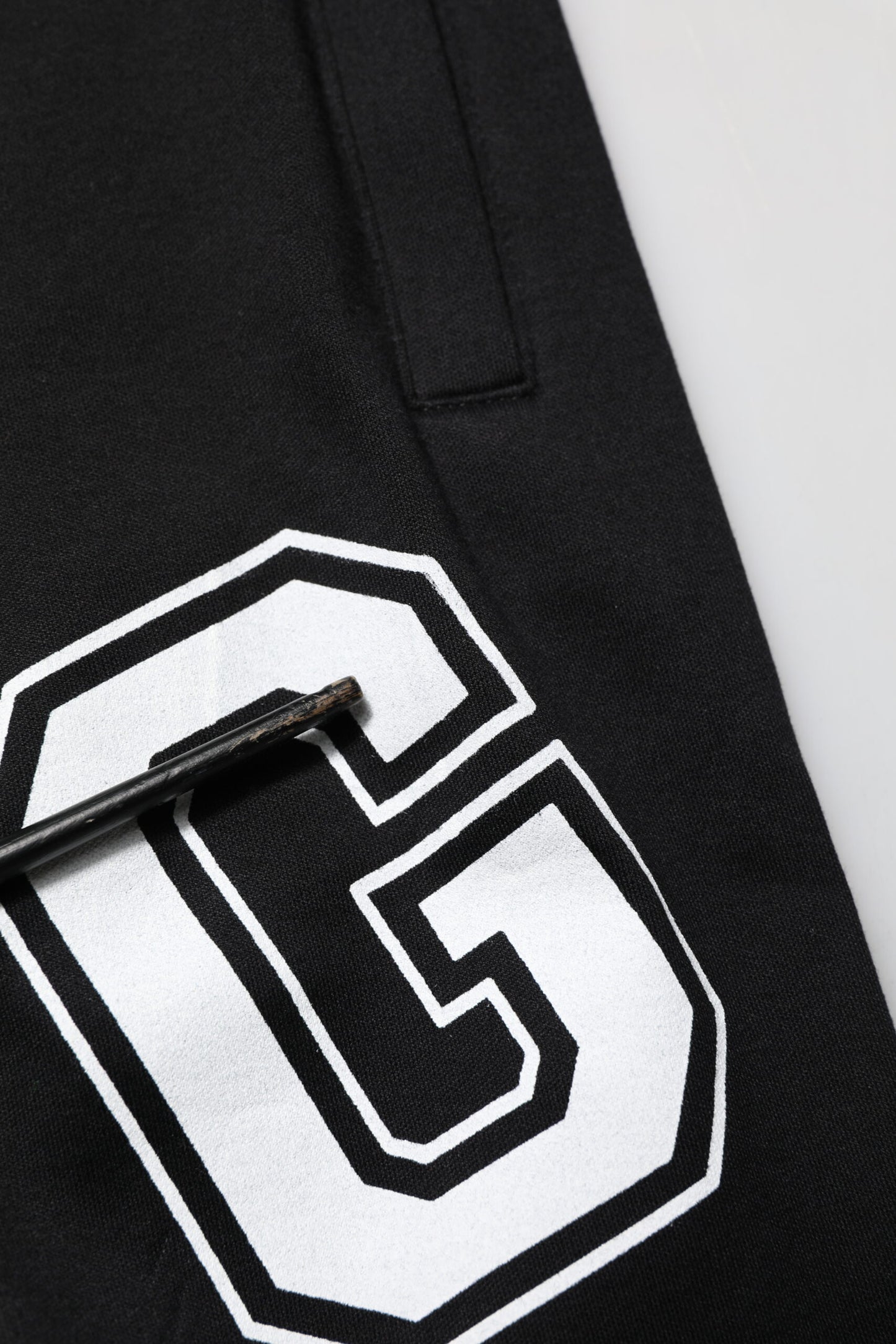 Black Logo Print Cotton Casual Bermuda Short