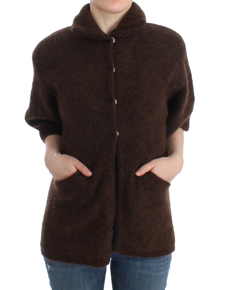 Brown mohair knitted cardigan