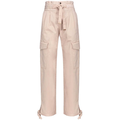 Pink Cotton Women Trouser With Cargo Pockets