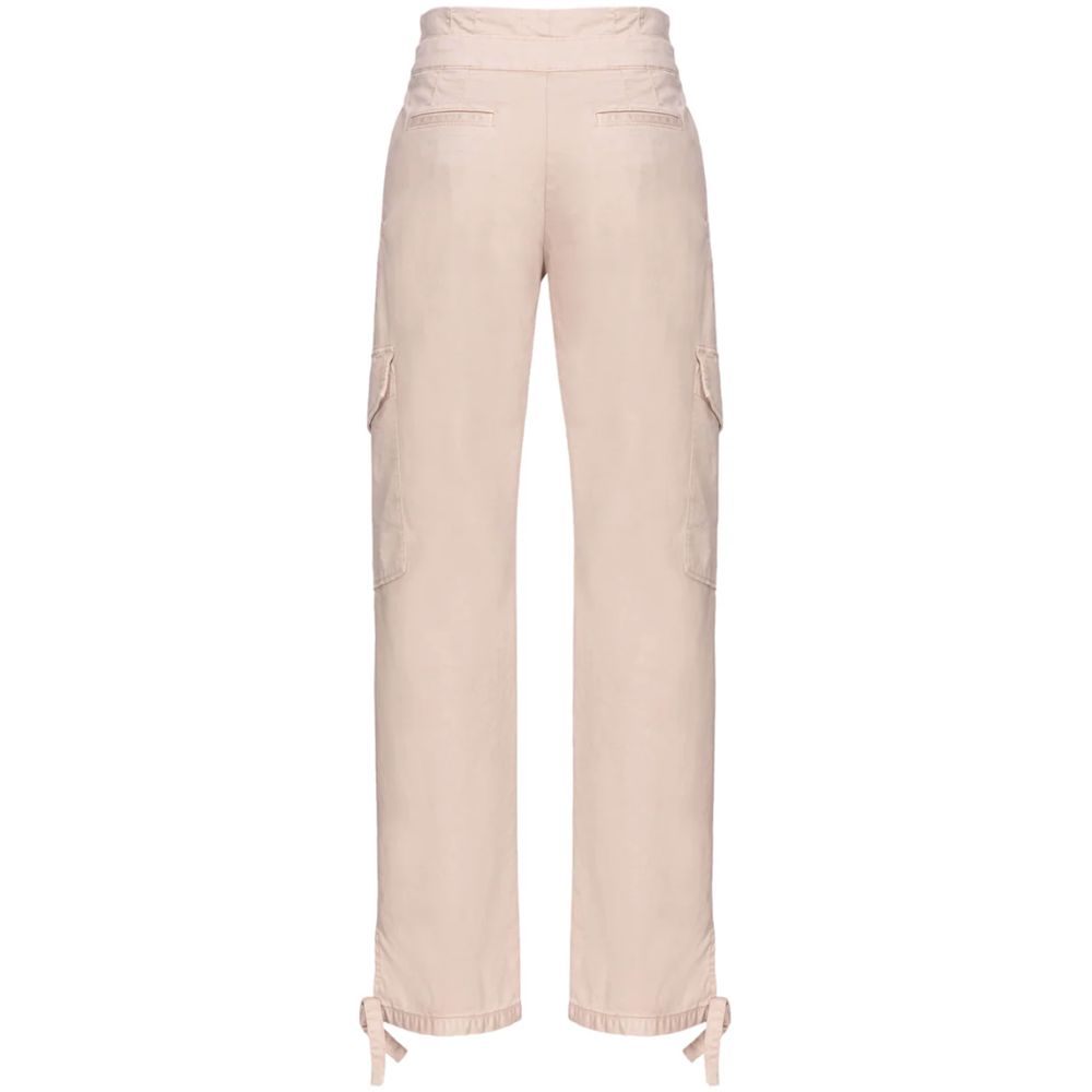 Pink Cotton Women Trouser With Cargo Pockets