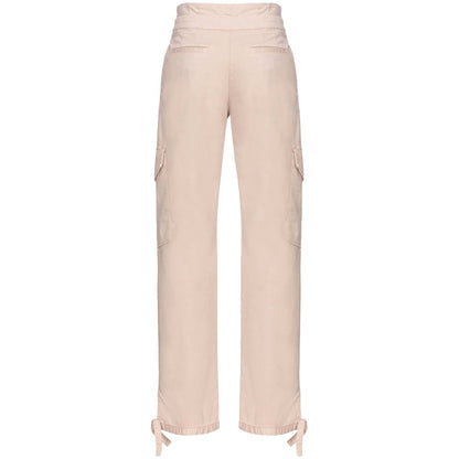 Pink Cotton Women Trouser With Cargo Pockets