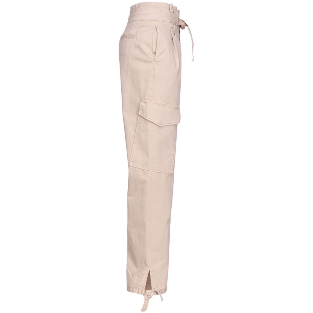 Pink Cotton Women Trouser With Cargo Pockets